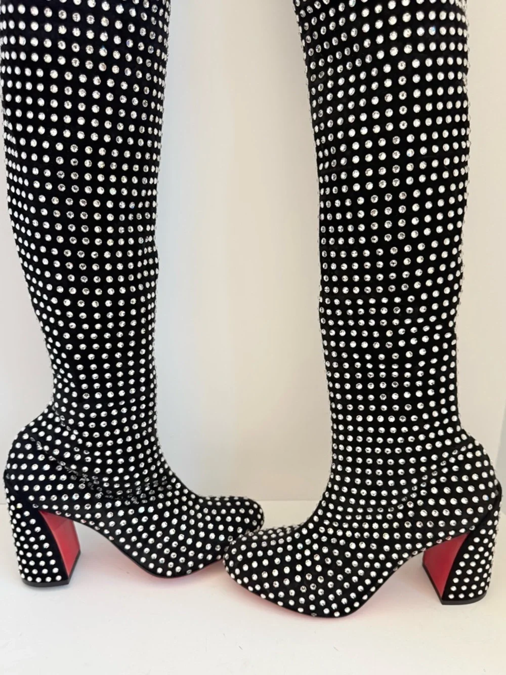 Christian Louboutin 2024 Jane Botta Alta Strass Crystal OTK Tall Boots EU 39.5